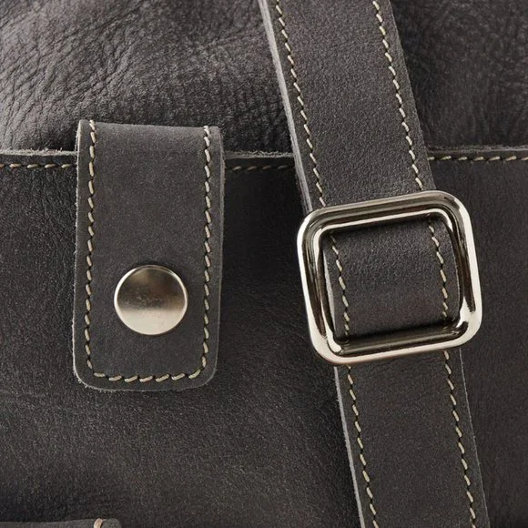 Roots Leather Charcoal Canadian Villager Tribe Crossbody Bag - Picture 5 of 16